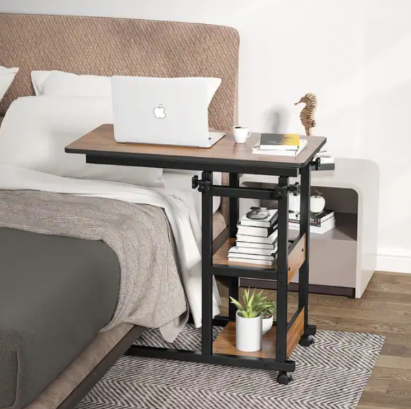 Meja Samping Tempat Tidur dengan Roda Industri